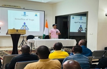 Embassy organized a session on Yoga's transformative benefits for local Ivorians