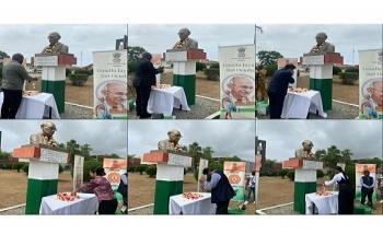 Floral tribute at the Mahatma Gandhi Technology Park in Grand Bassam